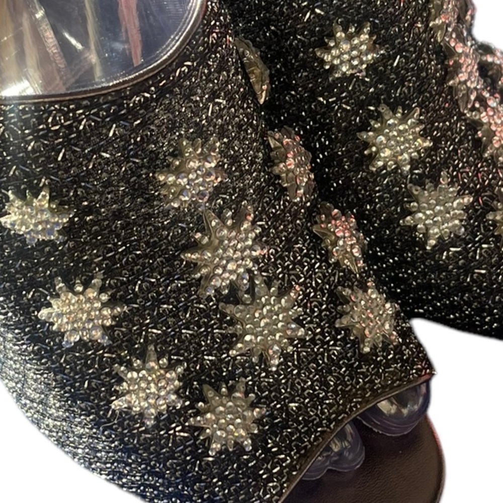 Stuart Weitzman silver slip on heels, starz, RARE style, size 6 whimsical - Picture 11 of 12